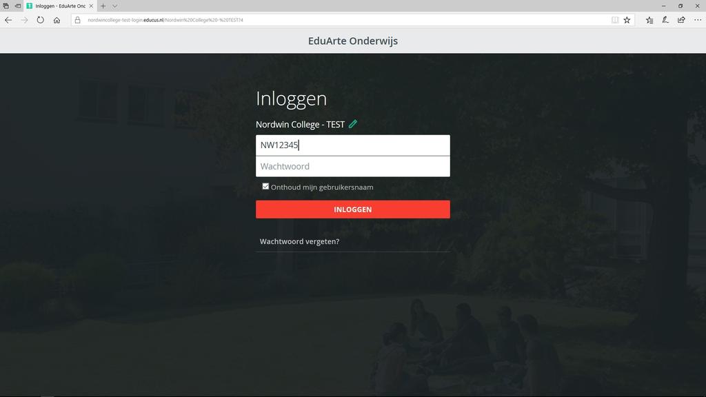 1. Inloggen Log in met je student account (gebruikersnaam NW*****) en je (tijdelijke) wachtwoord en