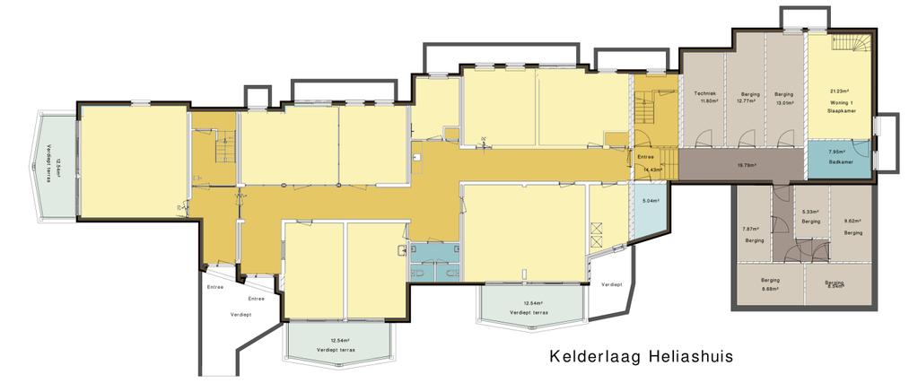 27 Woning 91 m2 Woonkamer met open keuken en balkon, hal, toilet, berging, badkamer, 3