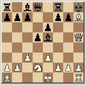 Weerts Van Gent 1. d4, d5 2. Pf3, Pf6 3. Lf4, e6 4. c3, Ld6 5. Le5, Pc6 6. Pbd2, 0-0 7. e3, Pg4 8. Ld3! Zwart miskent de kracht van deze zet en graaft al direct aan eigen ondergang. 8, Pgxe5 9.