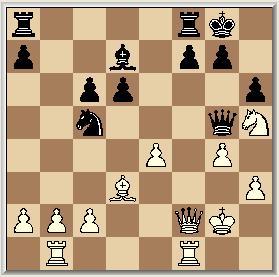 Hij sloeg genadeloos toe! 28, g6 29. Tf2, Db6 30. Dxb6, Txb6 31. Tg2 Niet bepaald een populaire beslissing, pion f6 wordt los gelaten, 31, Te6 32. Tf2 Berouw. 32, La8 33. Lf1 Ook niet fraai.