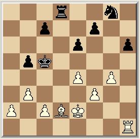 Pion h6 staat op vallen en eerst kan via Th5+ de zwarte koning nog worden teruggedrongen. Bleef nog over bord 7, waar Gilles Donze tegen Tsaj opereerde.
