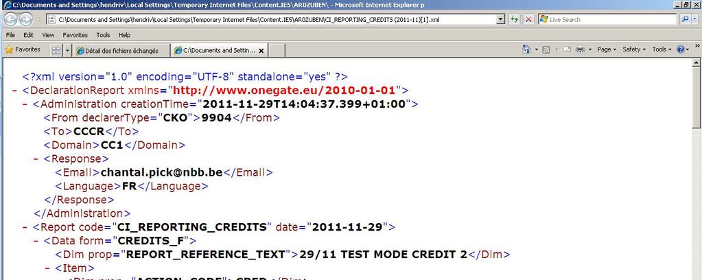 kredietbestand in csv-formaat Scherm 51: