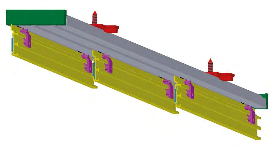 SAMENSTELLING / COMPOSITION Eindkap / Capuchon Plafondsteun / Support plafond Profiel / Profil Velcro / Velcro Trekwagen / Chariot Draaibare geruisarme roller Rouleur silencieux tournant