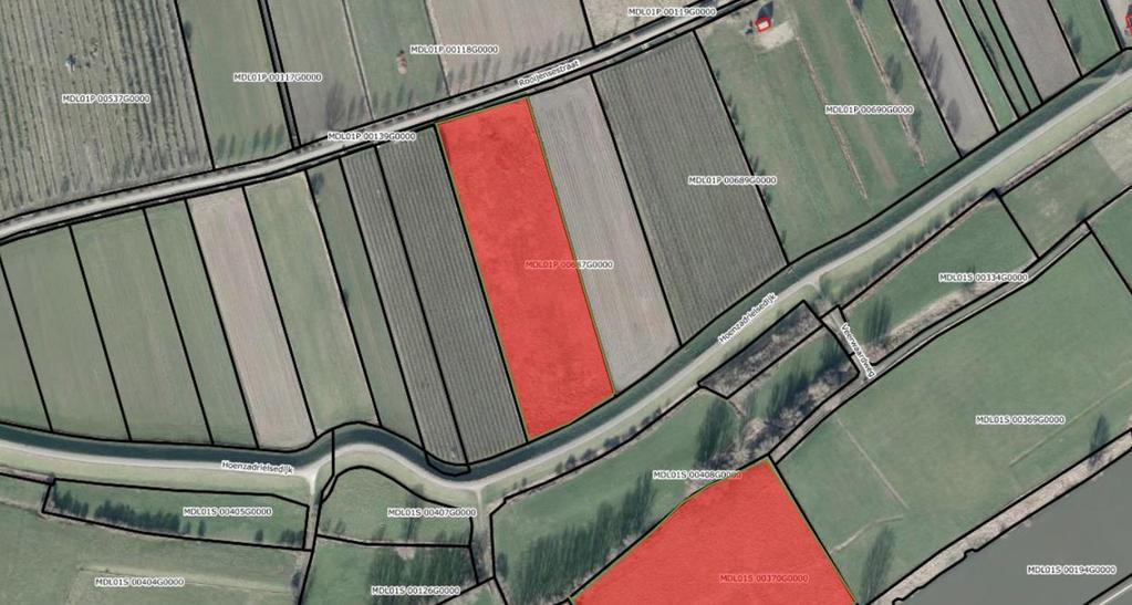 Veldkavel 1 (perceel te Maasdriel, sectie P, nummer 687) aan de Rooijensestraat te Hoenzadriel, met een totale kadastrale oppervlakte van 01.75.35 ha.