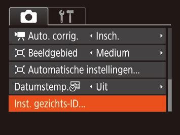 ] verschijnt, drukt u op de knoppen [ ][ ] of draait u aan de knop [ ] om [K] te selecteren. Druk vervolgens op de knop [ pen het instellingenscherm. ], kies [Inst.