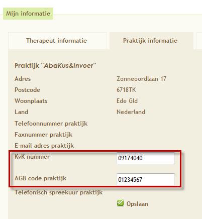 Figuur 5 Praktijk informatie Mocht u geen tabblad praktijk beheerder hebben in Abakus, neem dan
