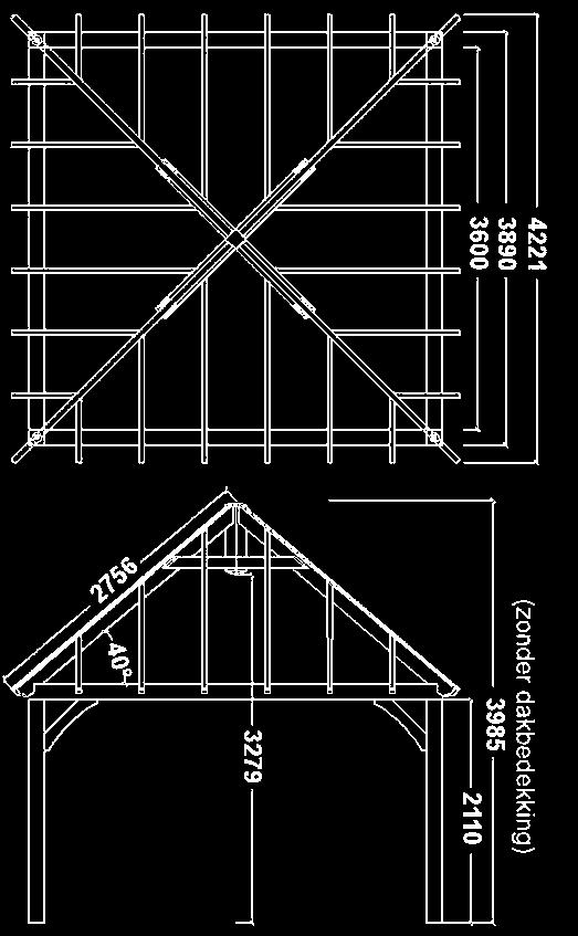 Cambridge shingles Cottage priëel 3,00 x 3,00 Afmetingen: 3,00 x