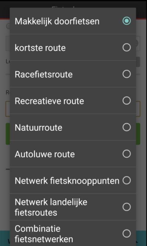 Oefening 6: routeopties: de routetypes en het via-punt (thuis) Via meer opties kun je een ander routetype kiezen en/of een via-punt toevoegen. Tik op meer opties.