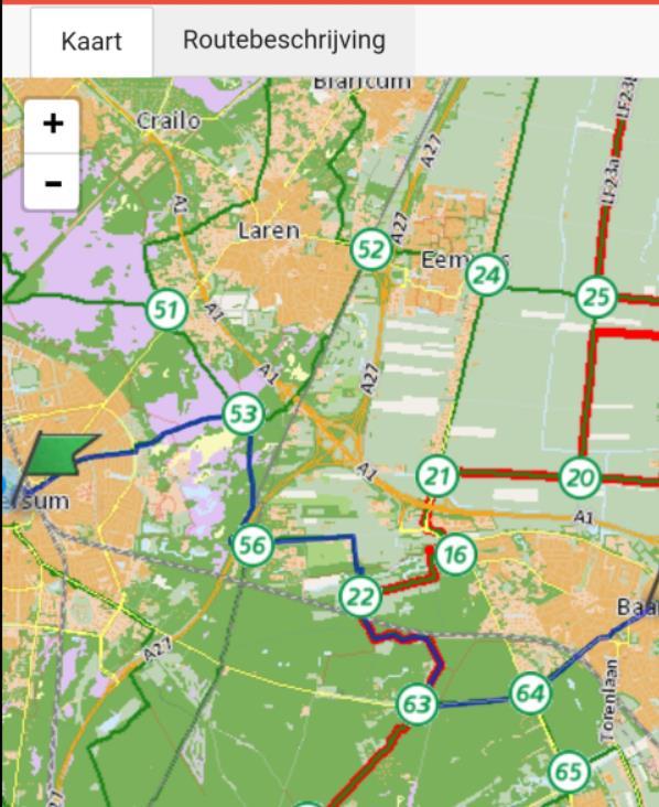 Plan een rondje van je huidige locatie (zie oefening 3 hoe dat te doen) van 40 kilometer met de optie recreatief. Kijk op de kaart hoe de route eruitziet.