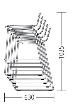 Barkruk met hoge rugleuning 6623 (zithoogte 770 mm) en 6624 (zithoogte 660 mm): Frame is rondstaal en voorzien van kunststof glijders.