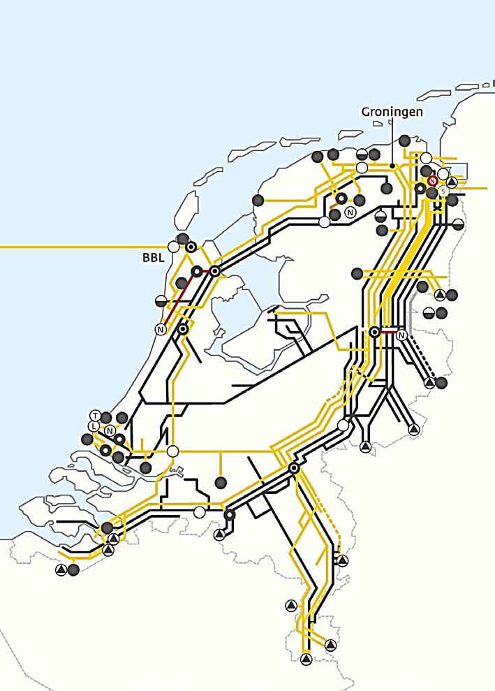 Figuur 2: hogedruk gasleiding net Nederland (bron http://www.gasunietransportservices.