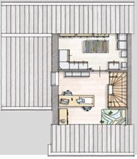 aansluiting - raam in zijgevel en klein dakraam voor daglicht - radiator Praktisch 4 (tekening