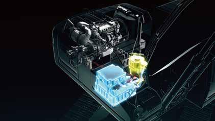 NOx vermindert. VG-turbo verlaagt PM De variabele geometrie turbocharger past de luchttoevoer aan voor een optimale verbranding.