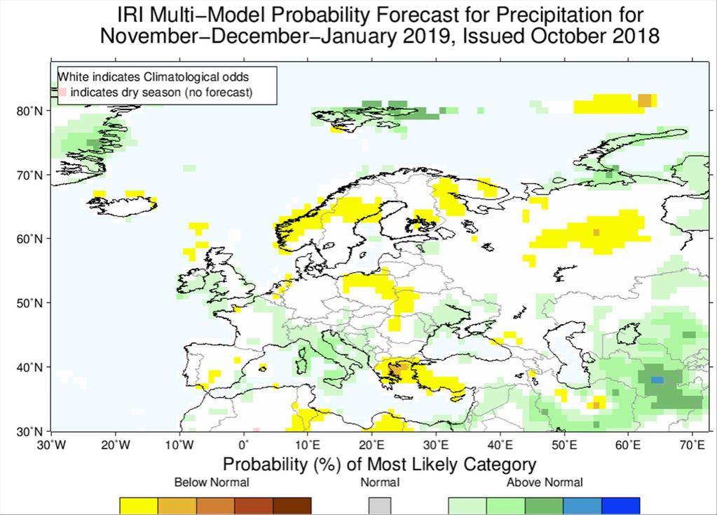 2.3 Europa Het IRI doet in zijn driemaandelijkse verwachting (november- december-januari) geen uitspraak over de verwachte temperaturen in onze hydrologische regio.