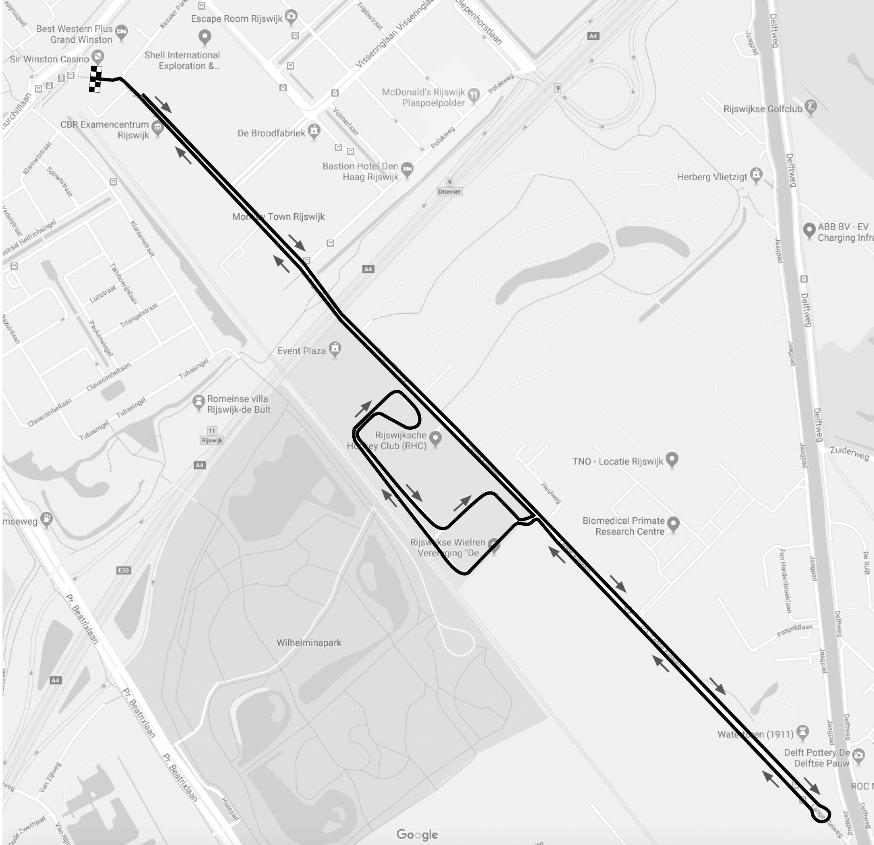 Tijdrit - 5900 meter (max) - Lange Kleiweg Start om de halve minuut Tijd Categorie Km 15:30 Categorie 1 1,2 15:45 Categorie 2 1,2 16:00 Categorie 3 4,4 16:20 Categorie 4 4,4 16:40 Categorie 5 5,9