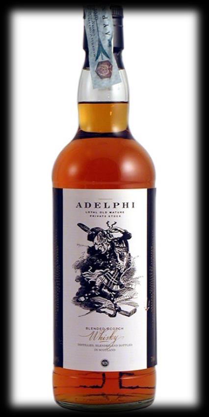 Adelphi Private Stock Blend De single malt eigenschappen heeft deze blended whisky te danken aan het feit dat het een Private Stock is, gerijpt op geselecterde vaten van mooie maltwhisky's en de best