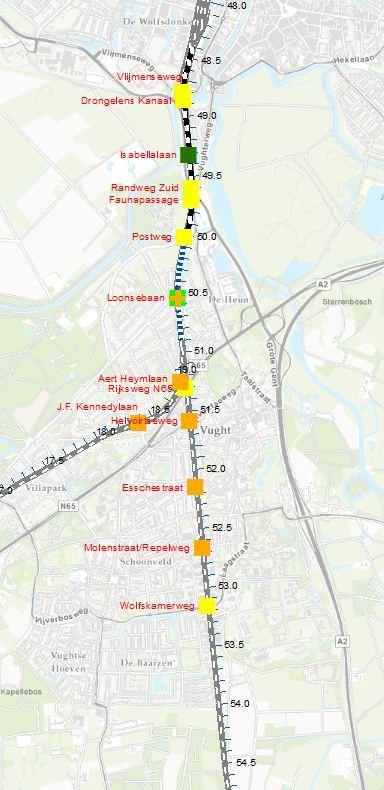 Variant 1A Variant 2C Tracédeel vanaf Den Bosch tot Postweg in alle varianten gelijk Geen vrachtverkeer verschillen Spoor uit Tilburg onder