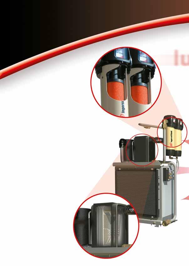 Schroefcompressoren UP-serie 4 & 5.5 kw Dubbel filterpakket Schone lucht voor hogere productiviteit Twee filterfasen voor optimale prestatie, minder kans op drukverlies en een langere levensduur.
