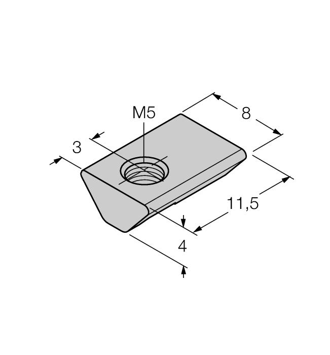 sensorprofiel aan de rugzijde bij lineaire meetsensor Q25L; materiaal: St gegalvaniseerd, 10 stuks per zakje MN-M5-Q25 6901039 spie met M5-schroefdraad voor