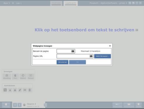 5.5. Een weblink toevoegen Het is mogelijk om een weblink toe te voegen. Klik op de knop Weblink. Klik op Web Browser. Er opent een nieuw venster van uw webbrowser.