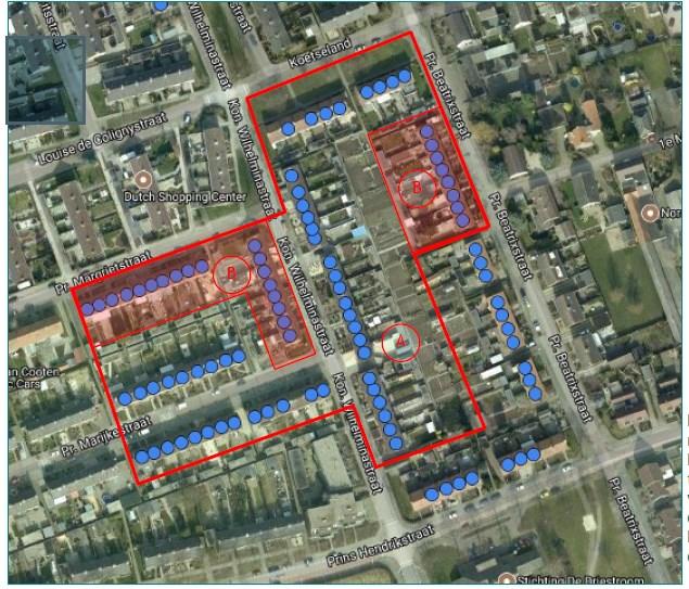 Figuur 3: Plangebied met te renoveren woningen.