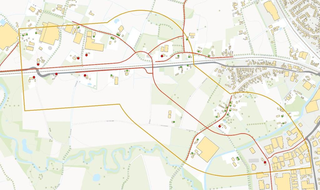 5 RESULTATEN De geluidsbelastingen ten gevolge van de nieuwe VLK en de reconstructie van enkele bestaande wegen is berekend ter plaatse van de gevels van de geluidgevoelige bestemmingen gelegen