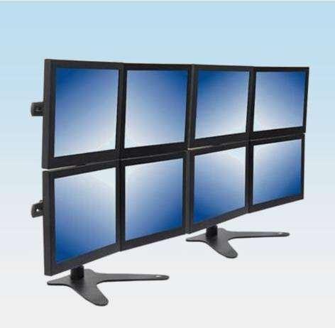 903 63,00 105,00 TFT multi monitorstandaard 3+3 schermen horizontaal DF633 Voor flatpanel beeldschermen tot 19 inch horizontaal naast elkaar te plaatsen traploos in hoogte instelbaar van 0-35 cm