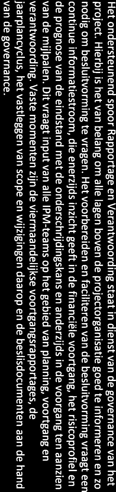 6.4 Rapportage en Verantwoording ARZ Bedrijfsinformatie Het ondersteunend spoor Rapportage en Verantwoording staat in dienst van de governance van het project.