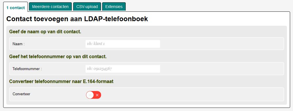 LDAP-telefoonboek Overzicht: Telefoonboek 1 Aantal Toevoegen Beheer Configuratie Via de plugin