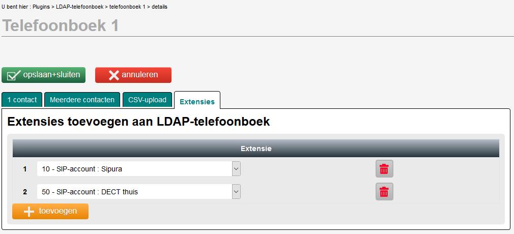 De LDAP telefoonboek configureren in het telefoontoestel.