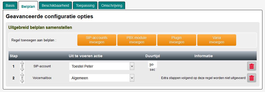 Geavanceerde belplannen Basis Geef een naam op voor