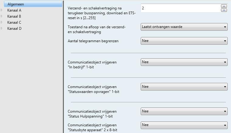 3.2.1 Parametervenster Algemeen In het parametervenster Algemeen kunnen algemeen geldende parameters worden ingesteld.