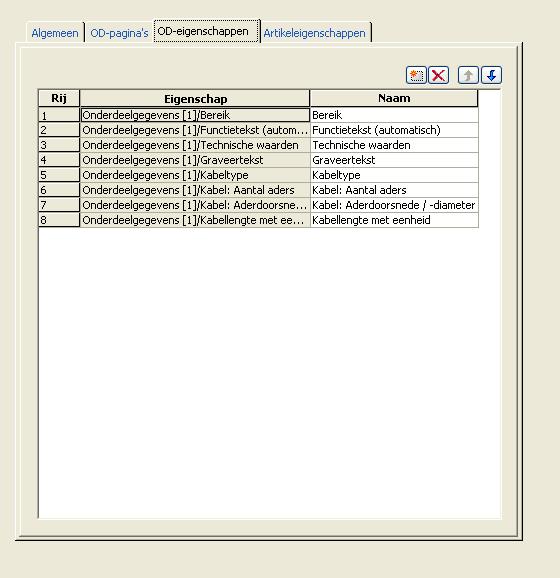 Uitgebreide PDF-export Elk tabblad bevat een tabel met de volgende kolommen: Eigenschap: Hier worden de eigenschappen weergegeven die voor het PDF-bestand standaard worden uitgevoerd.