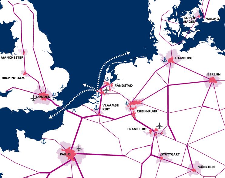 Figuur 4 Noordvleugel Utrecht in internationaal netwerk Metropoolgebied