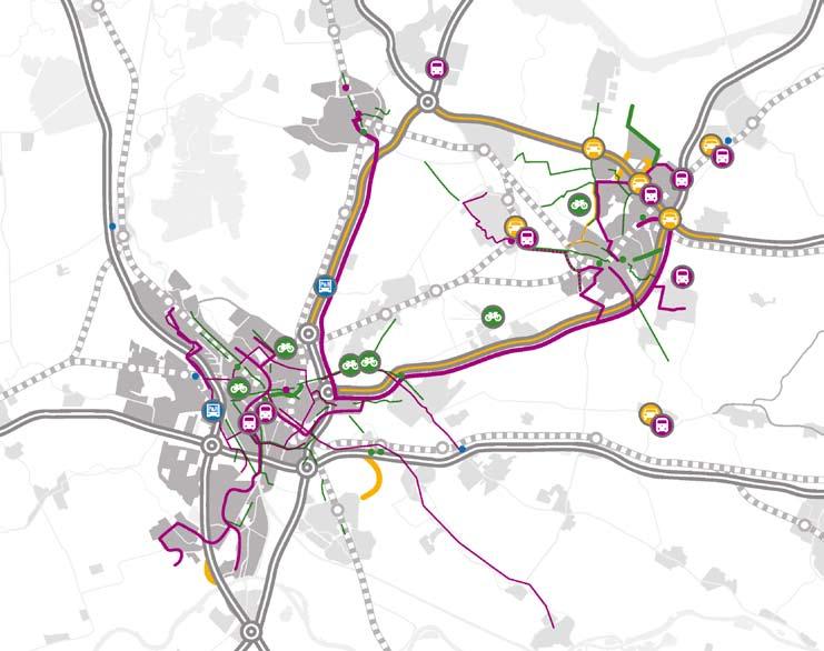 Figuur 15 VERDER-pakket: regionale maatregelen Maatregelen Basis en no regret Wegennetwerk Openbaar vervoer Fiets Openbaar vervoer Fiets P+R