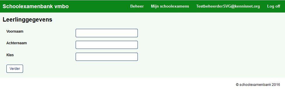 schoolexamen invoeren (hou de exacte PTA Code