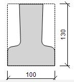Pagina 15 / 29 3 Prefab balk 3.1 Doorsnede Type T100x130 h = 130 mm A = 82.99 cm 2 b = 100 mm I y = 1233.76 cm 4 t f = 40 mm e zt = 76.