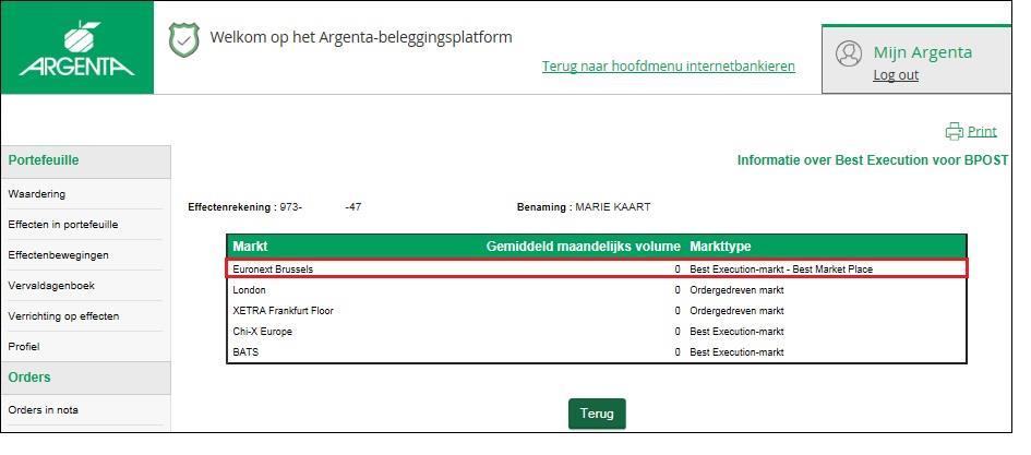 10/40 - DIRECTIE DIGITALE BANK 03-04-2018 Rechts onderaan ziet u ook nog deze informatie: Best execution Volgens MiFID, de Europese beleggingsrichtlijn, dienen financiële instellingen de klant de