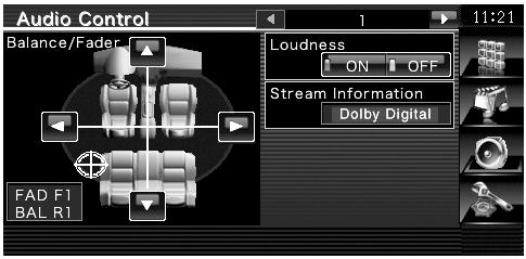 Stel elk item in 4 5 Raak eender welke brontoets aan in het "Source Select". Geef het audioregelmenu weer Selecteer het audioregelitem 4 Gaat naar het scherm "Audio Control ".