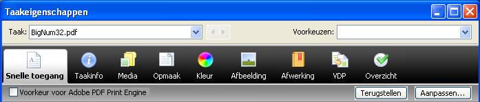 AFDRUKMETHODEN 101 2 Schakel het selectievakje Voorkeur voor Adobe PDF Print Engine in.