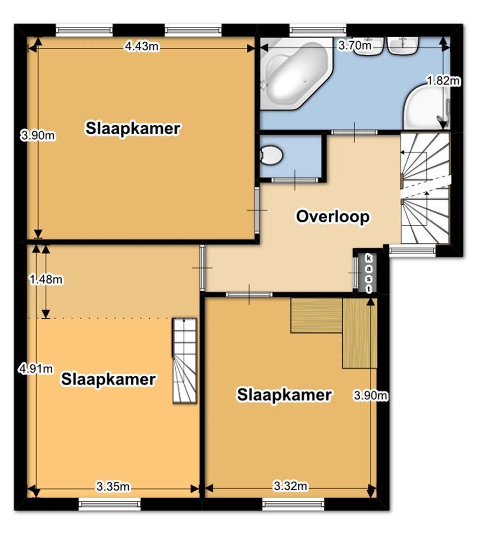 Plattegrond eerste verdieping De tekening is met zorg