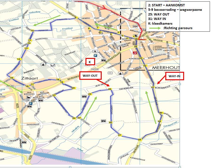 Plan parcours 1.12IC2 Meerhout 13 rondes van 10.3 km = 133.