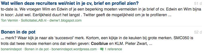 1.2.3 Icerocket.com Op deze website kunnen we duidelijk zien waar Coolblue vermeldt word op het internet.