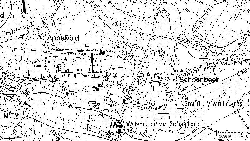 3 Fig. 4: Topografische kaart met aanduiding van het projectgebied (rood). Schaal 1: 10000 (bron: AGIV).