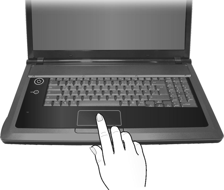 Muisveld (Touchpad) De muispijl volgt de richting die op het touchpad wordt aangegeven door uw vinger of duim in die richting te bewegen. Opgelet!