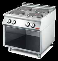 Afzonderlijk instelbare kookplaten 4x2,6kW kookplaten Oven 4kW 5 GN088 Model: GM70/80 PCE. 400V. 10,4kW.