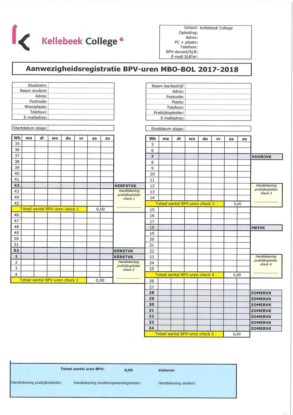 Bijlage 2 Voorbeeld urenlijst Unit Dienstverlening