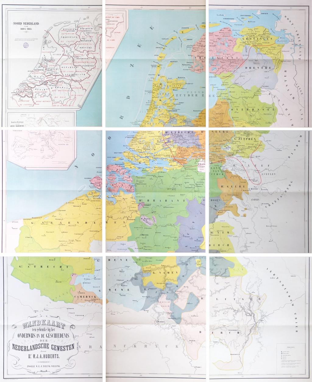 15. 'Wandkaart ten gebruike bij het onderwijs in de geschiedenis der Nederlandsche gewesten' van W.J.A.
