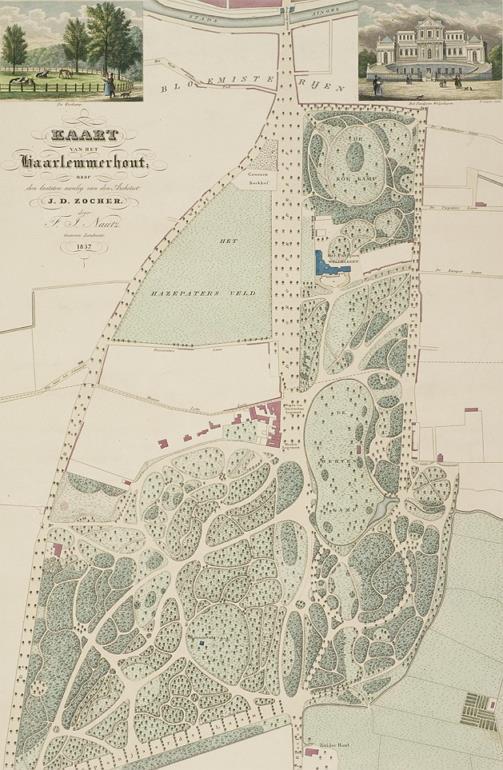 Houtplein Huidige Dreef 1600-1950: Historische Dreef Dreefzicht Kaart / inrichtingsplan van de Haarlemmerhout van Jan David Zocher 1837.