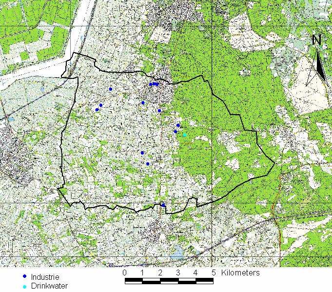 Figuur 16. Locaties grondwateronttrekkingen, excl. bronbemalingen (bron: Provincie Gelderland) 3.